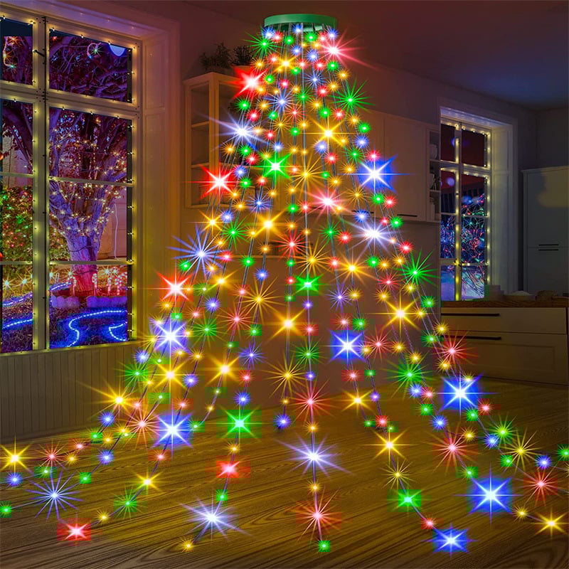 🎄Christmas Tree Waterfall Lights with Ring