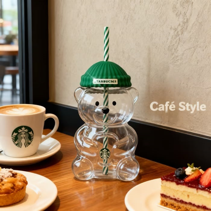 🔥Hot Sale 49% off-🌟Bearista Glass Straw Cup 🐻✨