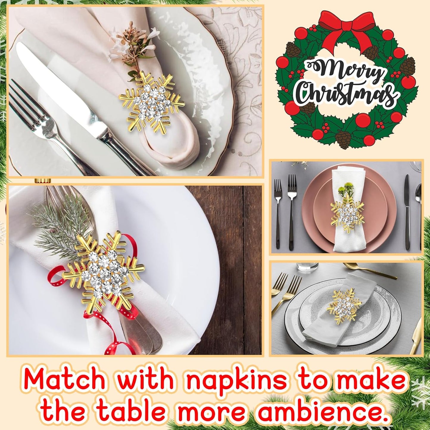🎅Christmas Napkin Rings for Christmas Holiday Party❄️ Table Decoration🍽️