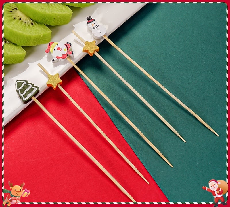 🍸️100 pieces of Christmas cocktail picks toothpick skewer decoration🍓