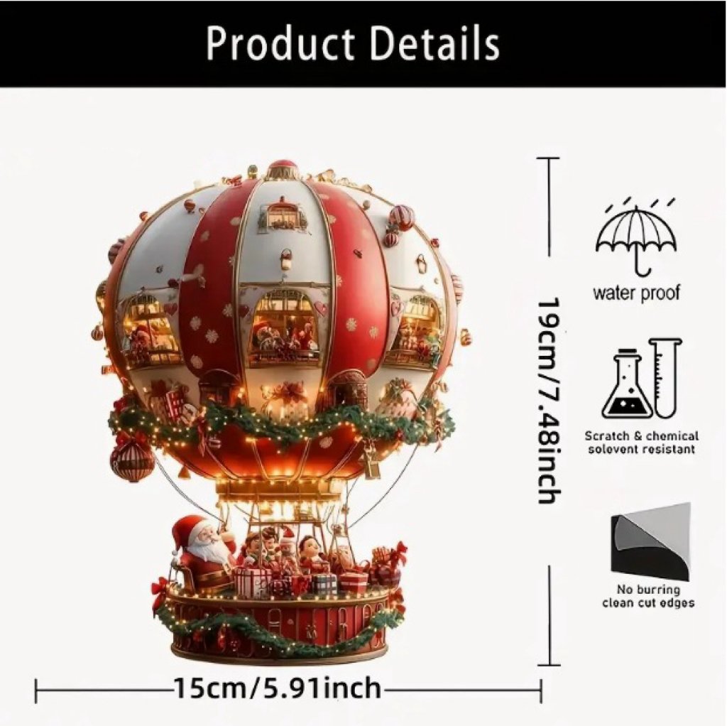 🎈2D Acrylic Christmas Hot Air Balloon Decoration