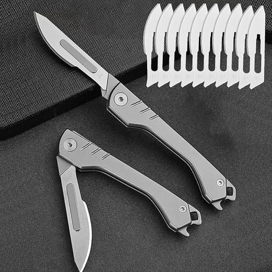 ⏰Last Day Promotion 49% OFF -🏆Folding Scalpel Knife with 10pcs Replaceable Blades