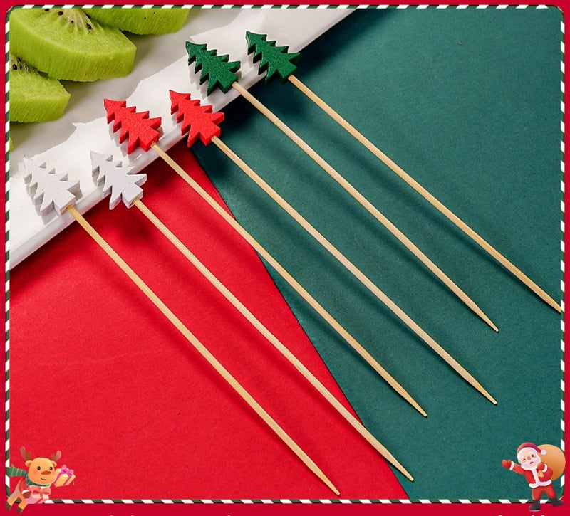 🍸️100 pieces of Christmas cocktail picks toothpick skewer decoration🍓