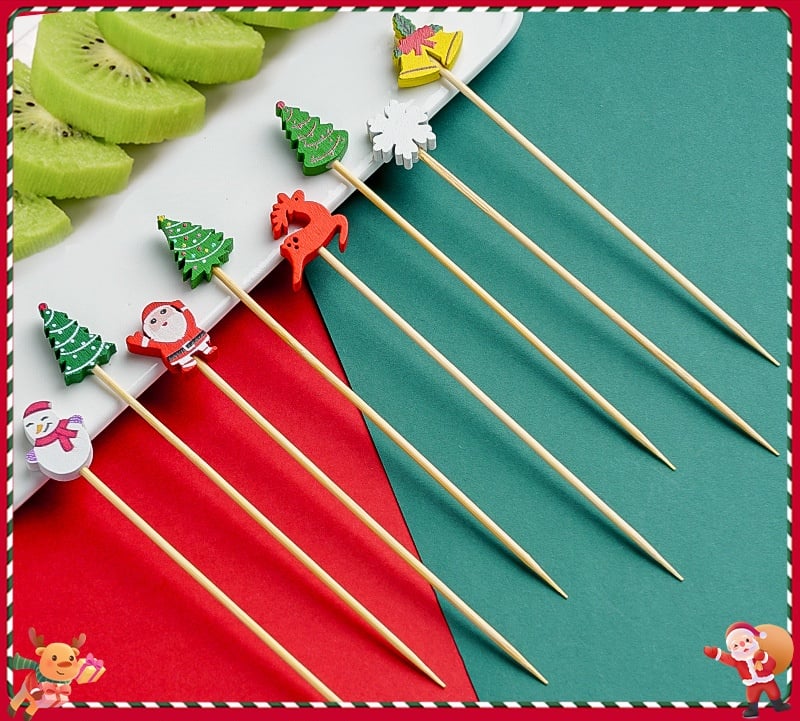 🍸️100 pieces of Christmas cocktail picks toothpick skewer decoration🍓