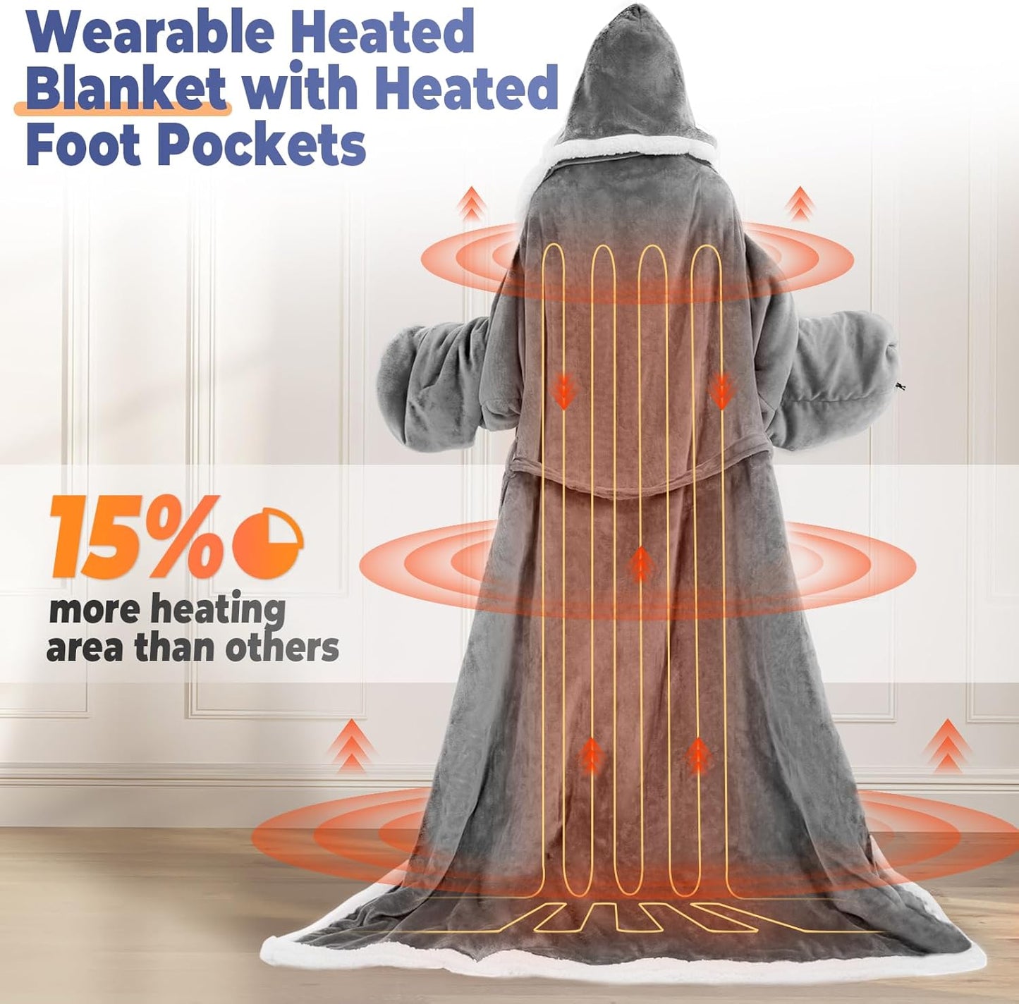 ⏰Last Day Promotion 49% OFF -⛄Portable Wearable Heated Blanket with Foot Pocket🌨️
