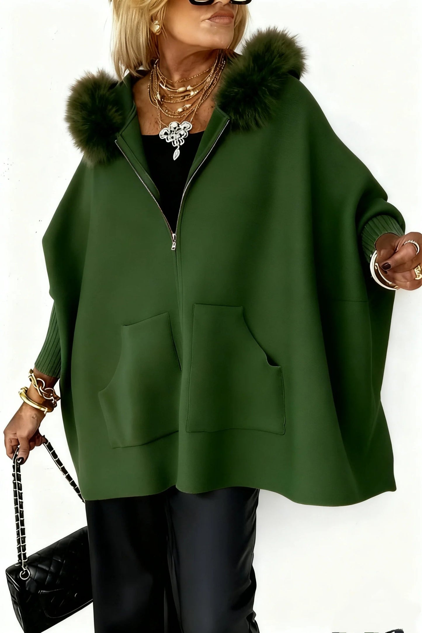 Women's Fur Collar Solid Color Casual Jacket