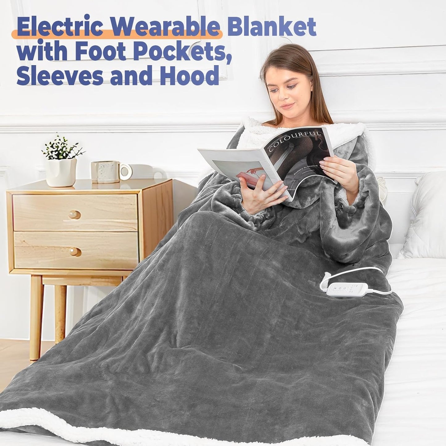 ⏰Last Day Promotion 49% OFF -⛄Portable Wearable Heated Blanket with Foot Pocket🌨️