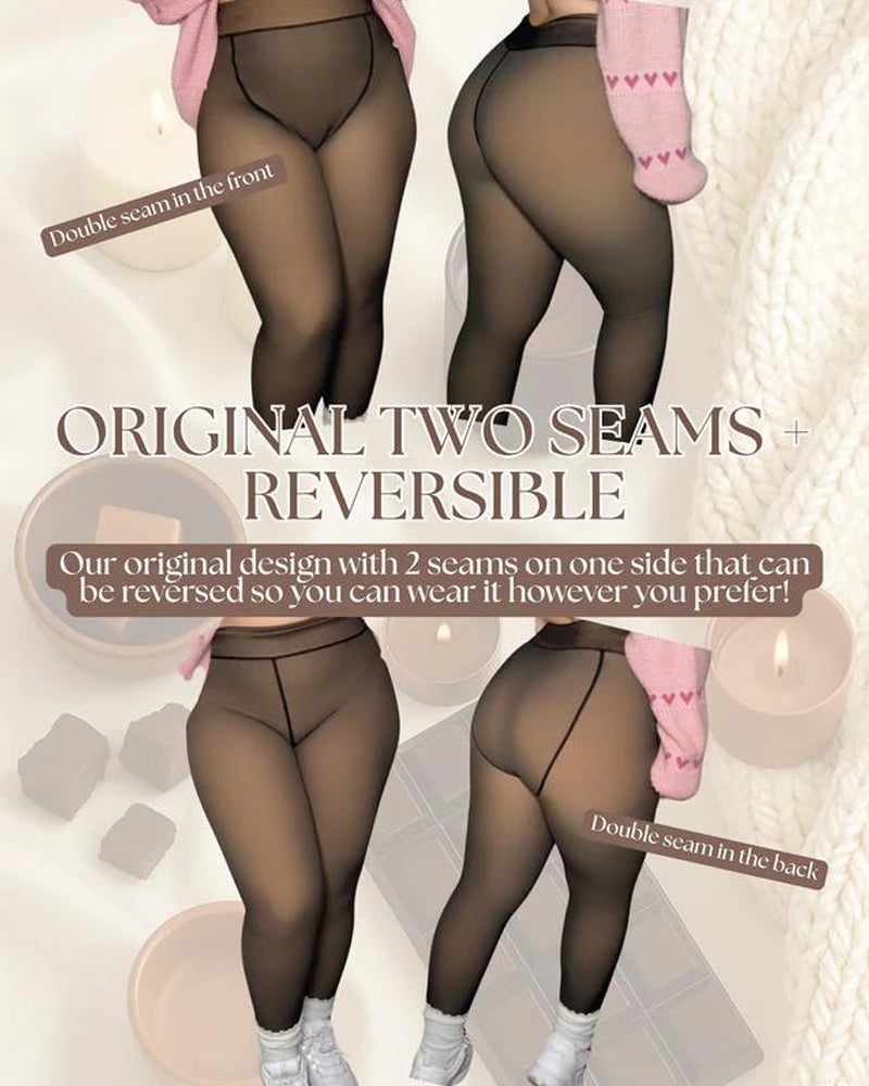 ⚡20K+ SOLD!❄️One-Seam Shaping Leggings✨New Compression Band Model One-Seam Translucent Fleece Lined Tights💕