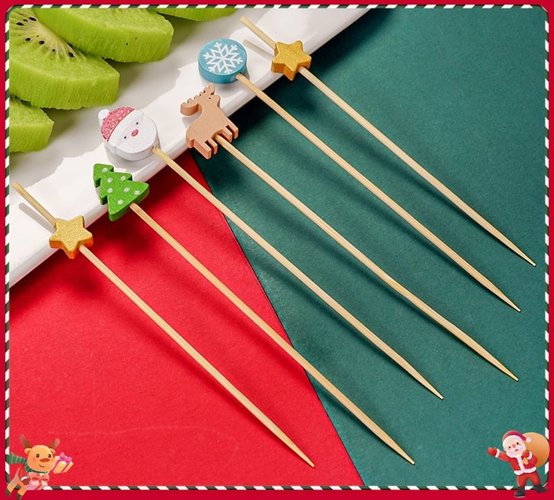 🍸️100 pieces of Christmas cocktail picks toothpick skewer decoration🍓