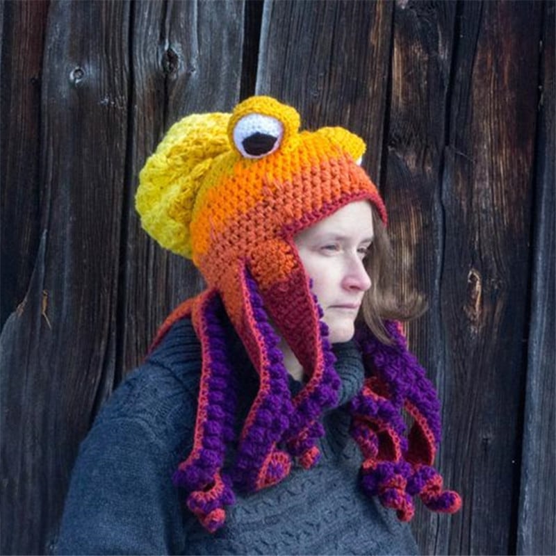 Handicraft Crochet Octopus Hat —— A Very Great Birthday/Christmas Gift