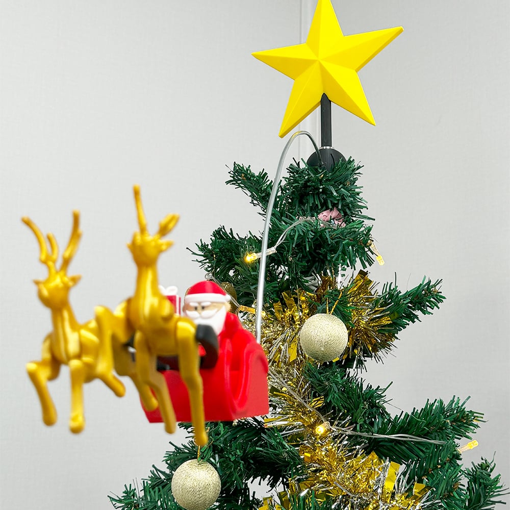 🌟3D Printed Tree Top Star Rotating Christmas Tree Decoration Plug-in