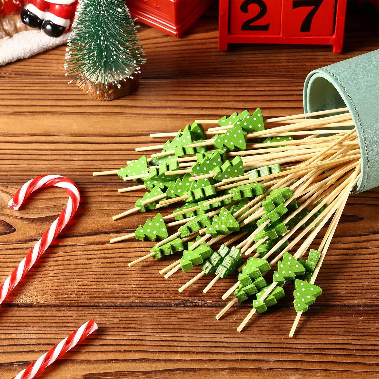 🍸️100 pieces of Christmas cocktail picks toothpick skewer decoration🍓
