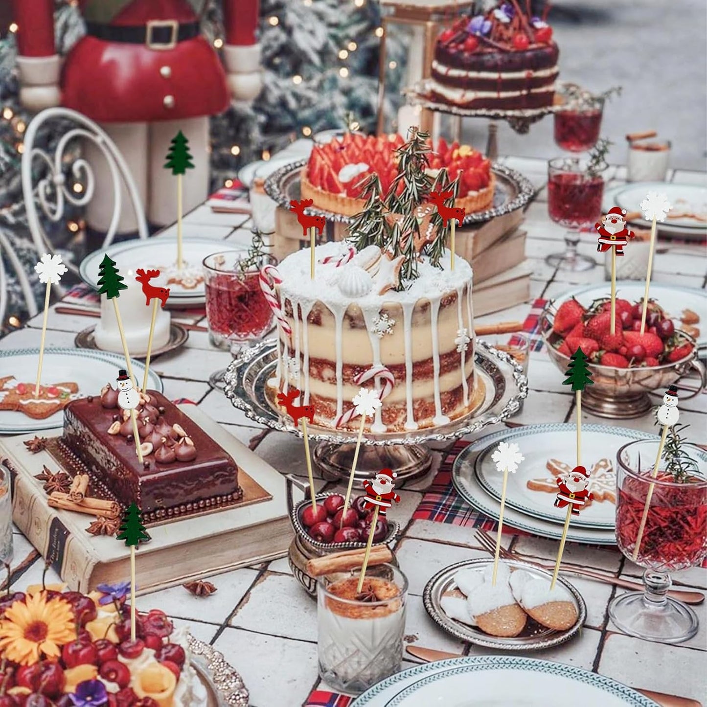 🍸️100 Pcs Of Christmas Cocktail Picks Toothpick Skewer Decoration🍓