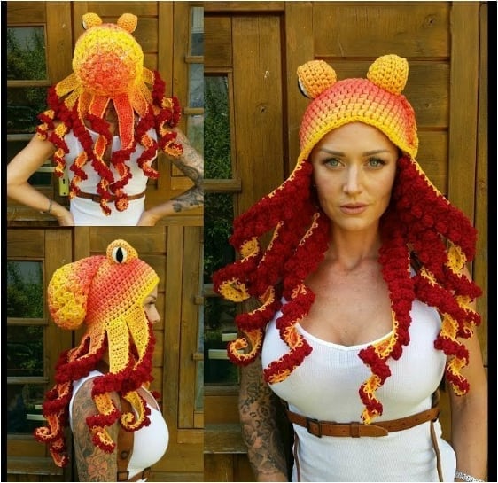 Handicraft Crochet Octopus Hat —— A Very Great Birthday/Christmas Gift
