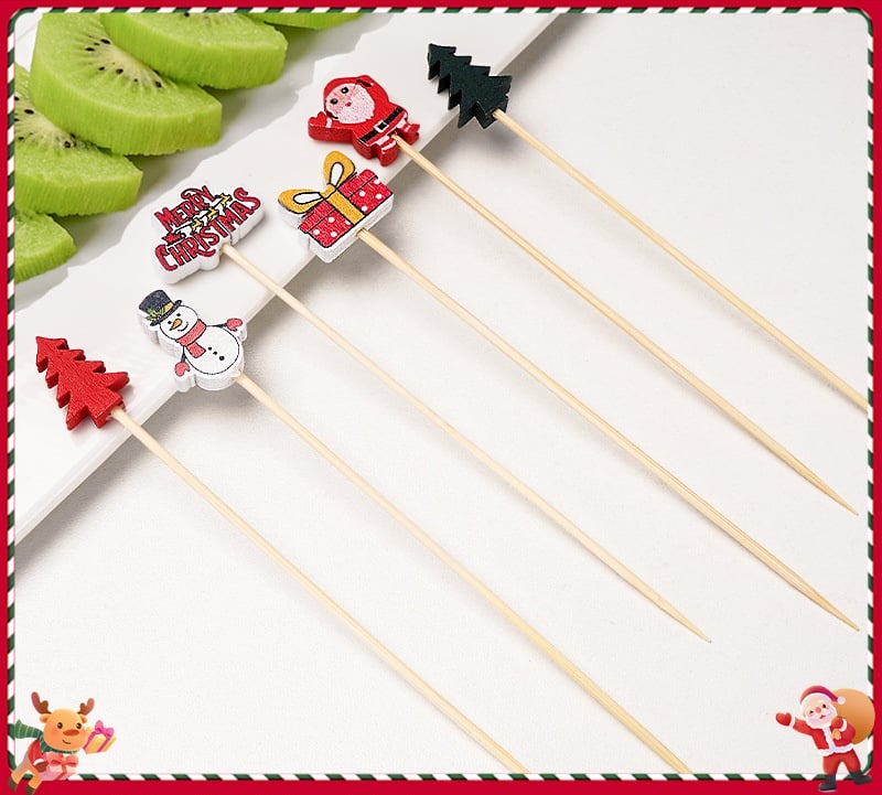 🍸️100 pieces of Christmas cocktail picks toothpick skewer decoration🍓